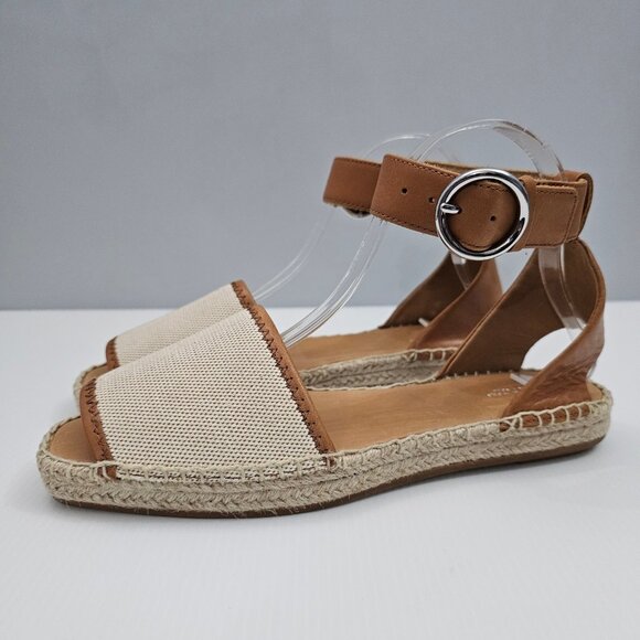 Rag & Bone Anteros Espadrille Women EU 38 Cotton Tan Ankle Strap Peep Toe Sandal - Picture 1 of 14